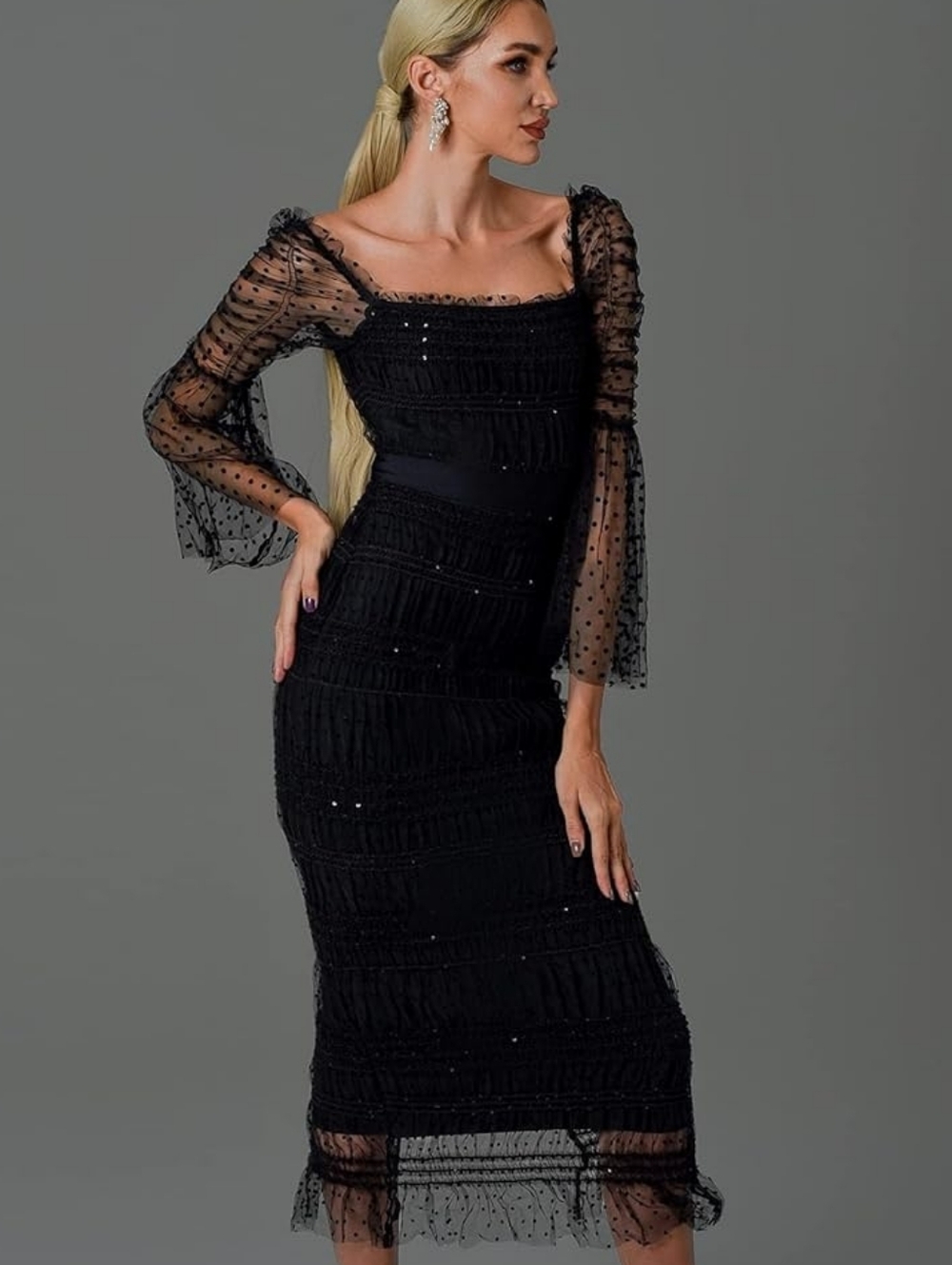 Bella Barnett S Lace Ruched Midi Dress